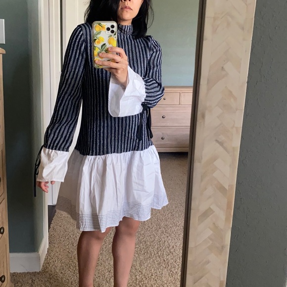 English Factory Navy and White Shift Dress - Picture 2 of 7